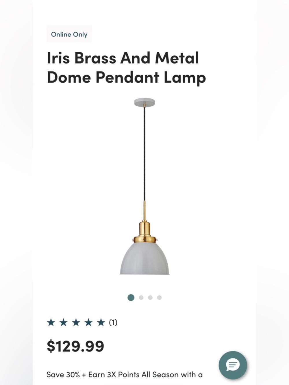 Iris Brass And Metal Dome Pendant Lamp
